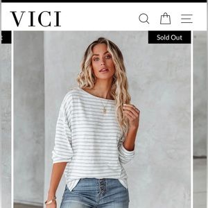 Cotton blend striped top- white mint brand new sold out